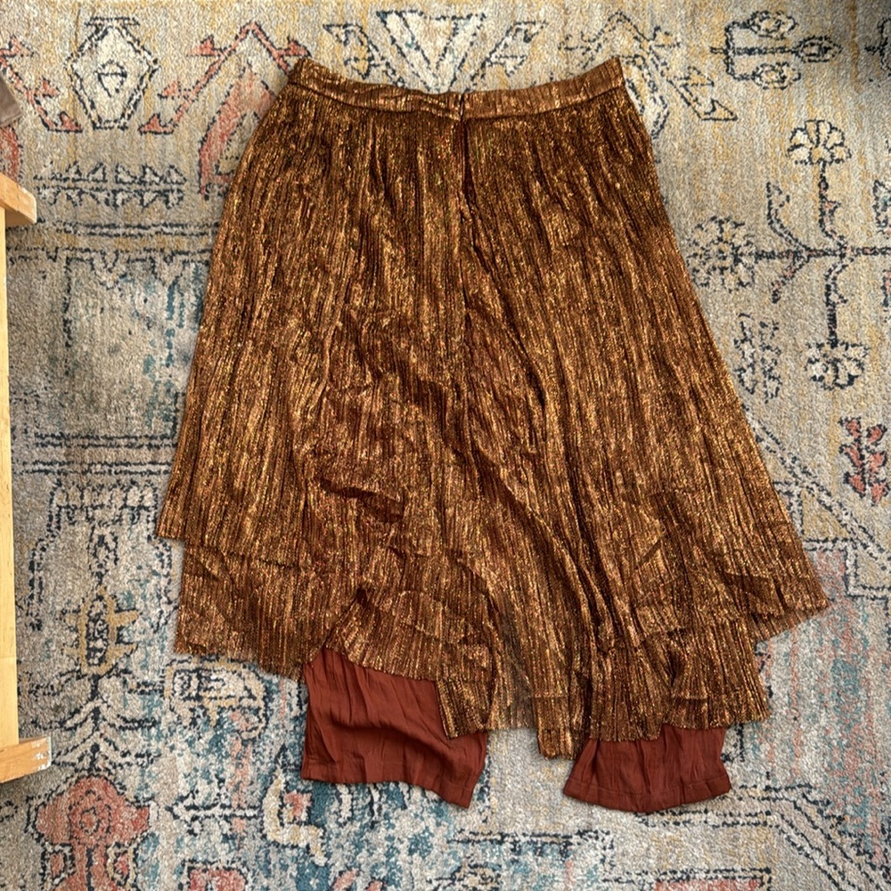 Anthropology Bronze sparkling layered over skirt with pants attached underneath - Picture 5 of 6